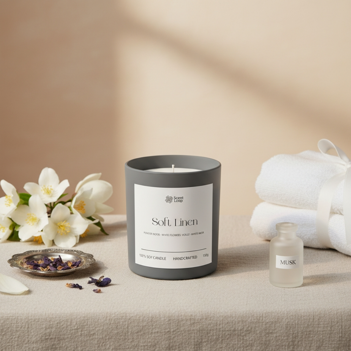 Świeca sojowa zapachowa Soft Linen